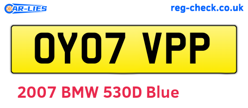 OY07VPP are the vehicle registration plates.