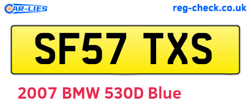 SF57TXS are the vehicle registration plates.