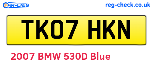 TK07HKN are the vehicle registration plates.