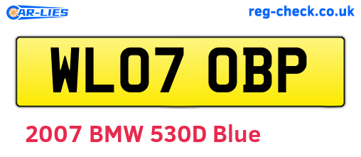 WL07OBP are the vehicle registration plates.