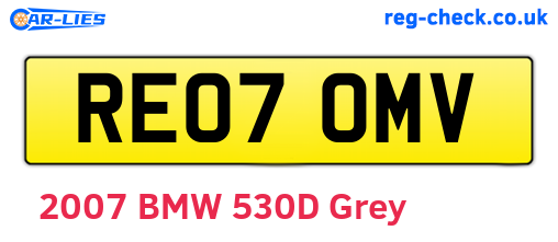 RE07OMV are the vehicle registration plates.