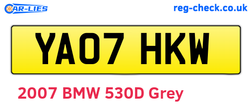 YA07HKW are the vehicle registration plates.