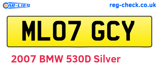 ML07GCY are the vehicle registration plates.