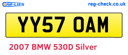 YY57OAM are the vehicle registration plates.
