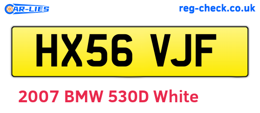 HX56VJF are the vehicle registration plates.