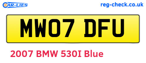 MW07DFU are the vehicle registration plates.