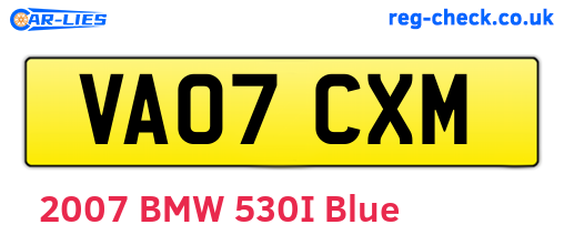 VA07CXM are the vehicle registration plates.