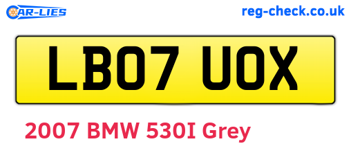 LB07UOX are the vehicle registration plates.