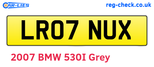 LR07NUX are the vehicle registration plates.