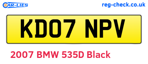 KD07NPV are the vehicle registration plates.