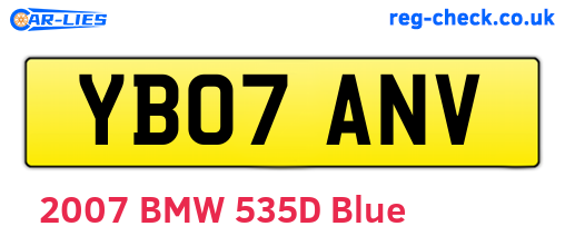 YB07ANV are the vehicle registration plates.
