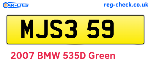MJS359 are the vehicle registration plates.