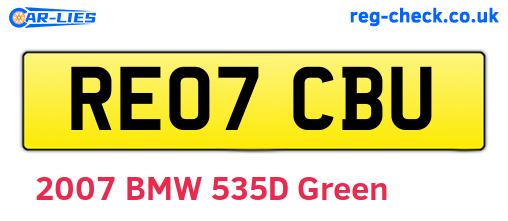 RE07CBU are the vehicle registration plates.