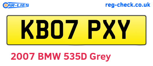 KB07PXY are the vehicle registration plates.
