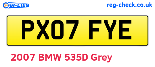 PX07FYE are the vehicle registration plates.