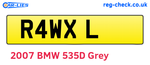 R4WXL are the vehicle registration plates.