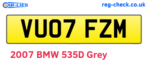 VU07FZM are the vehicle registration plates.
