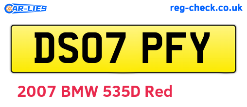 DS07PFY are the vehicle registration plates.