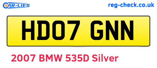 HD07GNN are the vehicle registration plates.