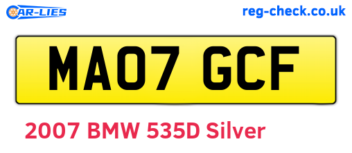 MA07GCF are the vehicle registration plates.