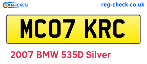MC07KRC are the vehicle registration plates.