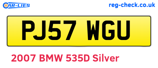 PJ57WGU are the vehicle registration plates.