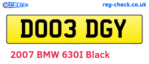 DO03DGY are the vehicle registration plates.