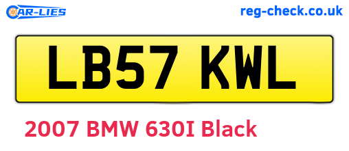 LB57KWL are the vehicle registration plates.
