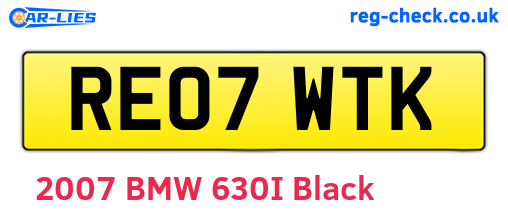 RE07WTK are the vehicle registration plates.