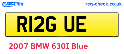 R12GUE are the vehicle registration plates.