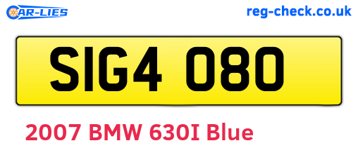SIG4080 are the vehicle registration plates.
