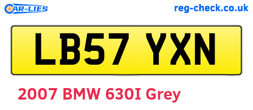 LB57YXN are the vehicle registration plates.
