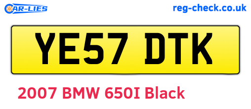 YE57DTK are the vehicle registration plates.