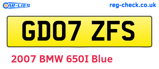 GD07ZFS are the vehicle registration plates.