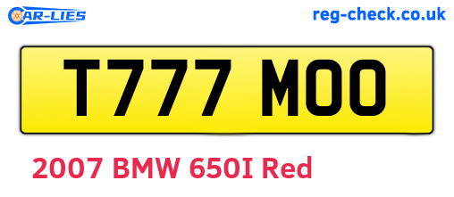 T777MOO are the vehicle registration plates.