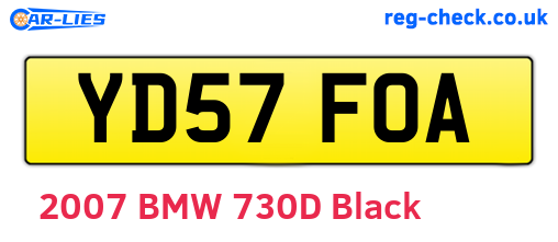 YD57FOA are the vehicle registration plates.