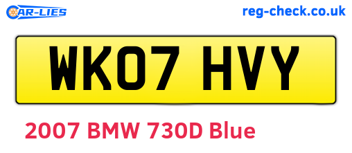WK07HVY are the vehicle registration plates.