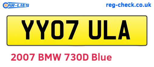 YY07ULA are the vehicle registration plates.