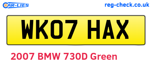 WK07HAX are the vehicle registration plates.