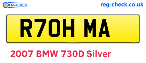 R70HMA are the vehicle registration plates.