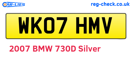 WK07HMV are the vehicle registration plates.
