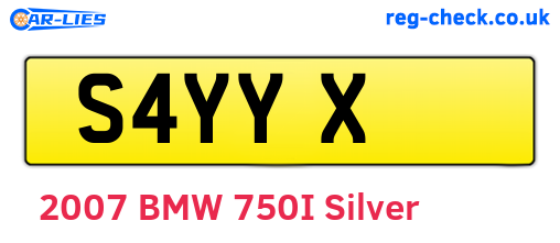 S4YYX are the vehicle registration plates.