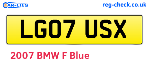 LG07USX are the vehicle registration plates.