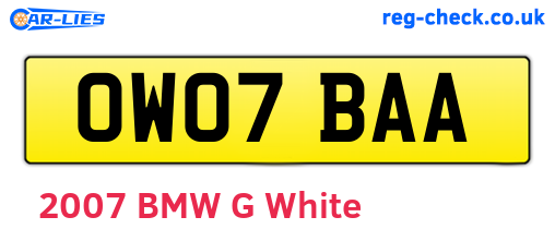 OW07BAA are the vehicle registration plates.