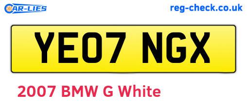 YE07NGX are the vehicle registration plates.