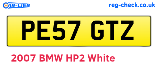 PE57GTZ are the vehicle registration plates.