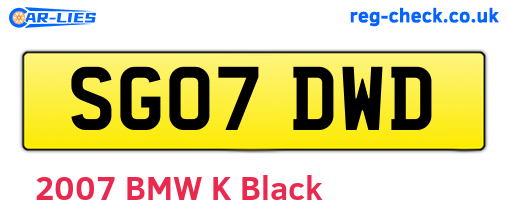 SG07DWD are the vehicle registration plates.