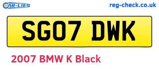 SG07DWK are the vehicle registration plates.
