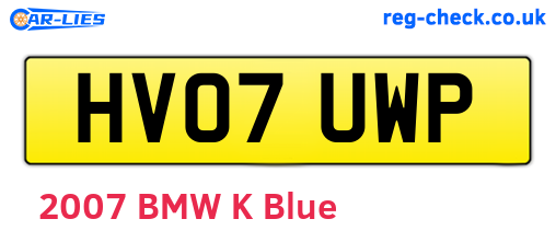 HV07UWP are the vehicle registration plates.