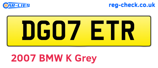 DG07ETR are the vehicle registration plates.